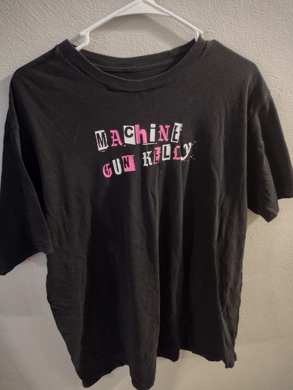 Machine Black Short-Sleeve Tee with Pink & White Graphic